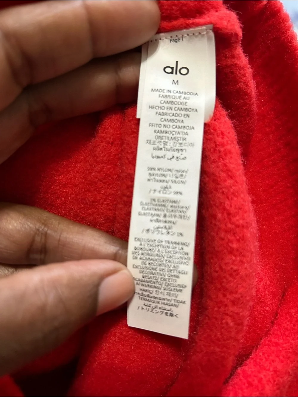 Alo yoga Snuggle Up Sweater Cropped Cardigan in Bright red color